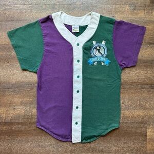 Vintage 1992 Mens Small MLB Cooperstown Baseball Colorblock Button Up Shirt